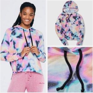 VS PINK COZY PERFECT PULLOVER OIL SPILL TIE DYE S